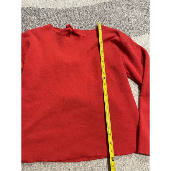 Poof Tie Back Sweater Women's Size Large Long Sleeve Red W883-M - Picture 2 of 9